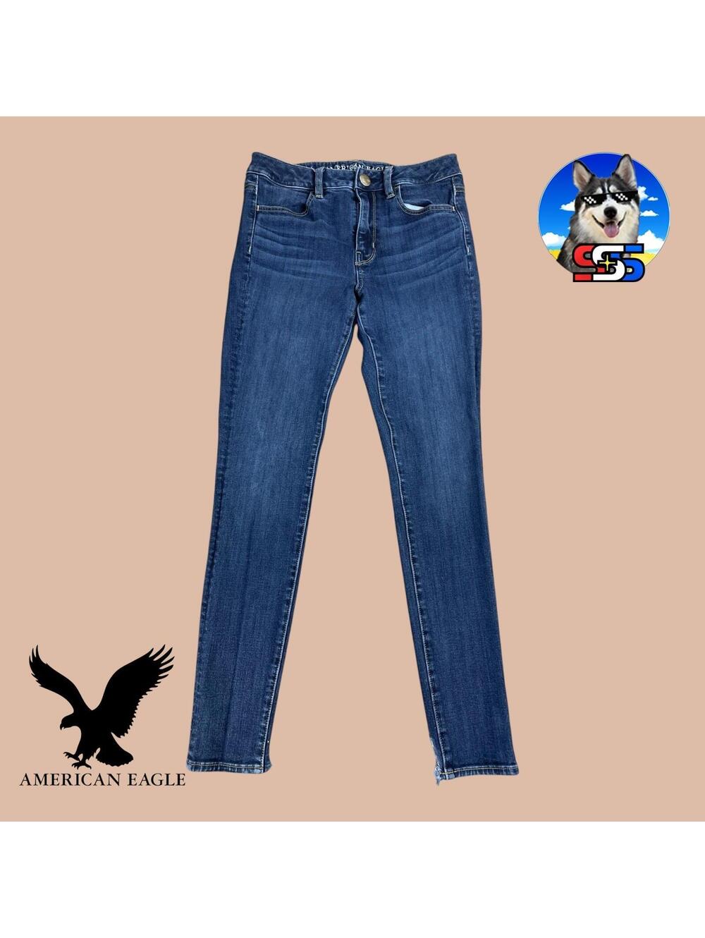 American Eagle High Rise Jegging Jeans Women's 4 Regular Medium Wash EUC 26 x 27